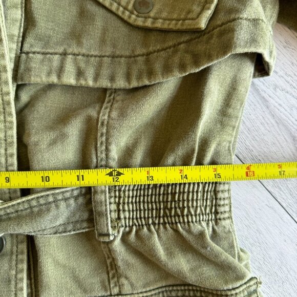 Anthropologie | Hei Hei Olive Green Ruffle Utility Jacket - Size S - Picture 13 of 14